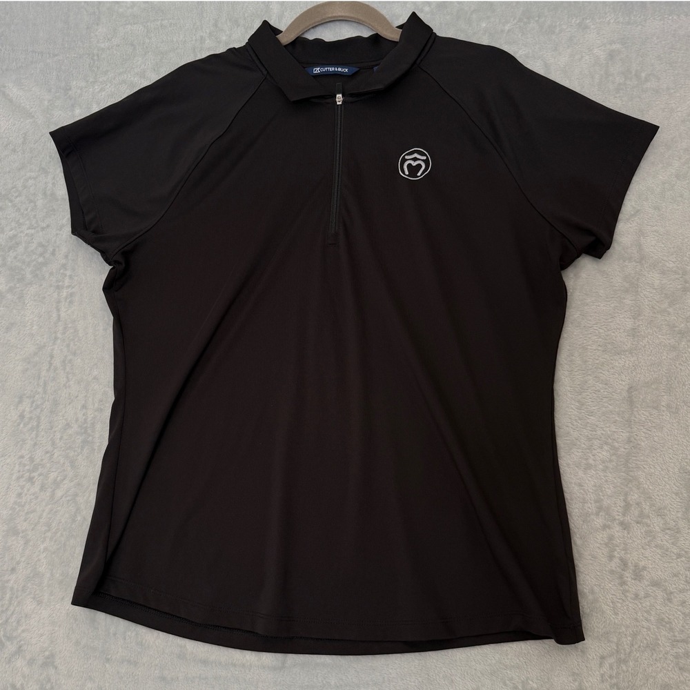 Cutter & Buck Mens XL Black Quarter Zip Performance Polo Shirt Short Sleeve Logo - Picture 1 of 9